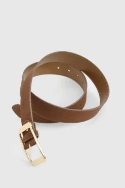 Belts*boohoo Faux Suede Chunky Gold Buckle Boyfriend Belt chocolate