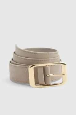Belts*boohoo Faux Suede Chunky Gold Buckle Boyfriend Belt taupe