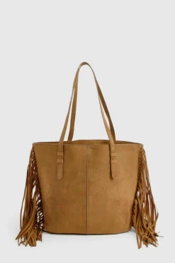 Shoulder Bags|Handbags*boohoo Faux Suede Fringed Shopper Tote Bag tan
