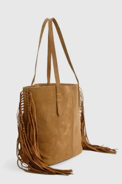 Shoulder Bags|Handbags*boohoo Faux Suede Fringed Shopper Tote Bag tan
