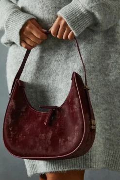 Handbags*MissPap Faux Suede Grab Bag dark red
