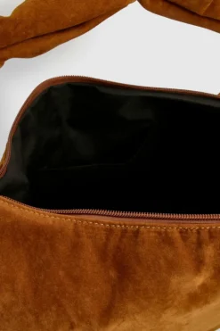 Handbags*boohoo Faux Suede Knot Detail Shoulder Bag camel