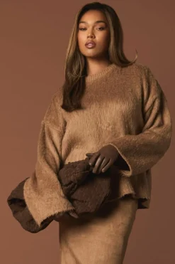 Shoulder Bags|Handbags*boohoo Faux Suede Knot Oversized Shoulder Bag chocolate