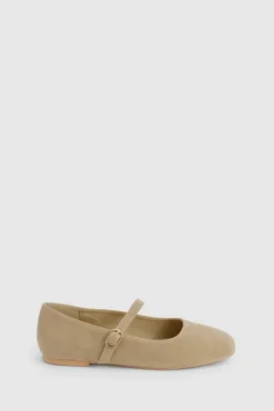 Ballet Flats|Flats*boohoo Faux Suede Mary Jane Ballet Flats beige