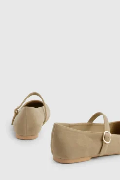 Ballet Flats|Flats*boohoo Faux Suede Mary Jane Ballet Flats beige