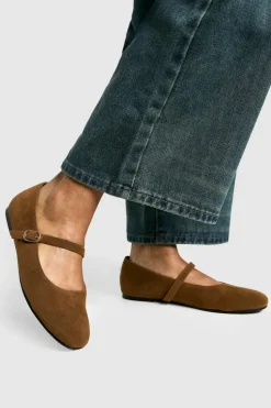 Ballet Flats|Flats*boohoo Faux Suede Mary Jane Ballet Flats tan