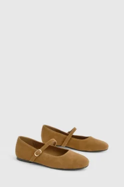 Ballet Flats|Flats*boohoo Faux Suede Mary Jane Ballet Flats tan