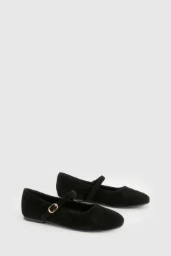 Ballet Flats|Flats*boohoo Faux Suede Mary Jane Ballet Flats black