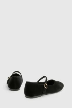 Ballet Flats|Flats*boohoo Faux Suede Mary Jane Ballet Flats black