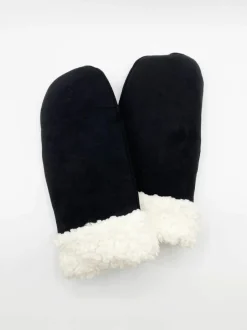 Hats & Gloves|Hats & Gloves*SVNX Faux Suede Mittens With Borg Lining Black