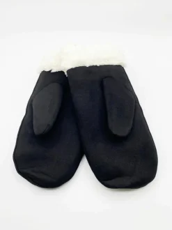 Hats & Gloves|Hats & Gloves*SVNX Faux Suede Mittens With Borg Lining Black