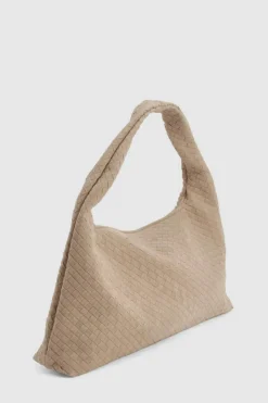 Woven Bags|Handbags*boohoo Faux Suede Oversized Woven Tote Bag taupe
