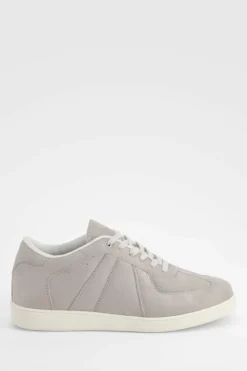 Trainers*boohoo Faux Suede Panel Flat Trainers grey