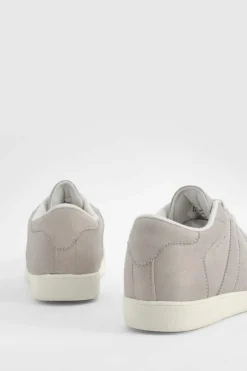 Trainers*boohoo Faux Suede Panel Flat Trainers grey