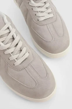 Trainers*boohoo Faux Suede Panel Flat Trainers grey