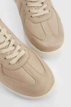 Trainers*boohoo Faux Suede Panel Flat Trainers beige