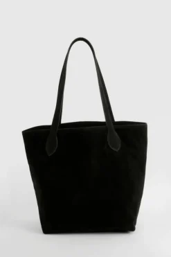 Shoulder Bags|Tote Bags*boohoo Faux Suede Shopper Tote Bag black