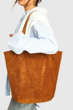 Shoulder Bags|Handbags*boohoo Faux Suede Shopper Tote Bag tan