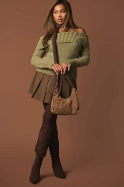 Handbags*boohoo Faux Suede Slouchy Grab Bag mocha