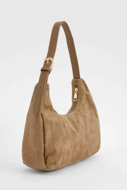 Handbags*boohoo Faux Suede Slouchy Grab Bag mocha
