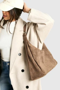 Shoulder Bags|Handbags*boohoo Faux Suede Slouchy Shoulder Bag taupe