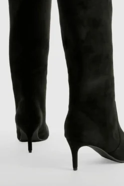 Over The Knee Boots|Knee High Boots*boohoo Faux Suede Stiletto Knee High Boots black