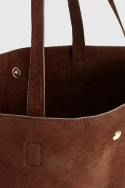 Handbags|Tote Bags*boohoo Faux Suede Tote Shopper Bag chocolate