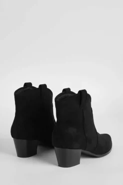 Cowboy Boots|Ankle Boots*boohoo Faux Suede Western Cowboy Ankle Boots black