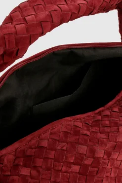 Woven Bags|Shoulder Bags*boohoo Faux Suede Woven Knot Oversized Shoulder Bag dark red
