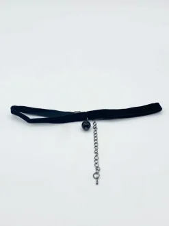 Necklaces*SVNX Faux Velvet Choker With Charm Black