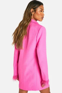 Blazer Dresses*boohoo Feather Cuff Blazer Dress pink