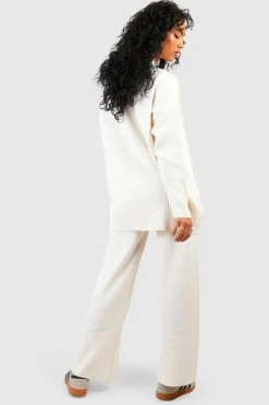 Knitted Co-Ords*boohoo Fine Gauge Rib Knitted Co-ord white