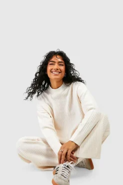 Knitted Co-Ords*boohoo Fine Gauge Rib Knitted Co-ord white