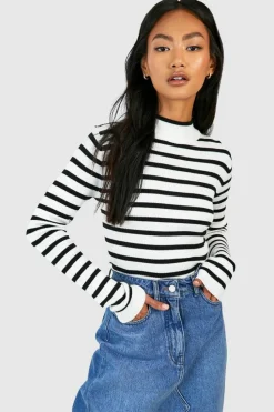 Jumpers*boohoo Fine Gauge Stripe Jumper black