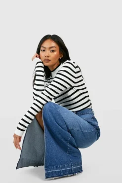 Jumpers*boohoo Fine Gauge Stripe Jumper black