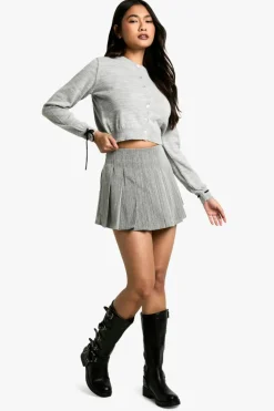 Cardigans*boohoo Fine Gauge Tie Detail Knitted Cardigan charcoal