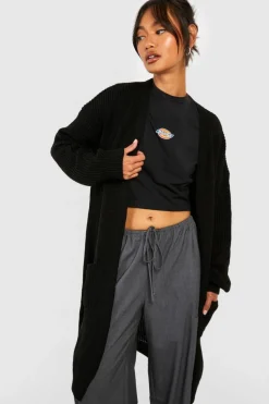 Cardigans|Knitwear*boohoo Fisherman Edge To Edge Boyfriend Cardigan black