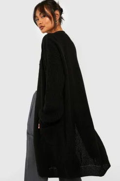 Cardigans|Knitwear*boohoo Fisherman Edge To Edge Boyfriend Cardigan black