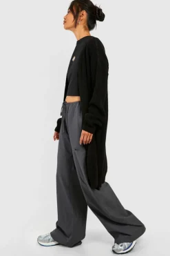 Cardigans|Knitwear*boohoo Fisherman Edge To Edge Boyfriend Cardigan black