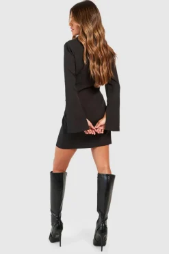 Blazer Dresses*boohoo Fitted Corset Waist Tailored Blazer Dress black