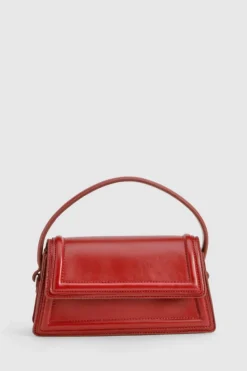 Handbags*boohoo Flapover Structured Grab Bag berry