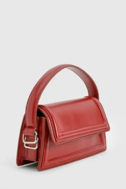 Handbags*boohoo Flapover Structured Grab Bag berry