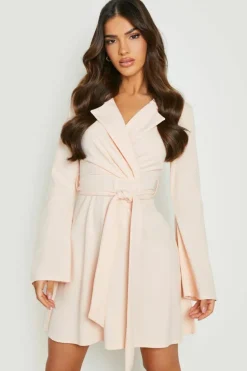 Blazer Dresses*boohoo Flare Sleeve Blazer Skater Dress blush