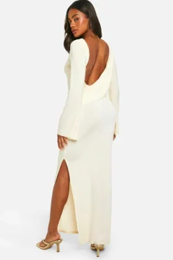 Bodycon Dresses|Maxi Dresses*boohoo Flare Sleeve Drape Back Maxi Dress cream