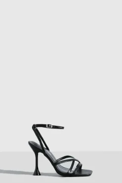 Heels*boohoo Flared Crossover Barely There Heels black