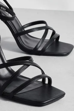 Heels*boohoo Flared Crossover Barely There Heels black