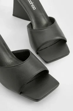 Sandals|Heels*boohoo Flared Heel Basic Mules black