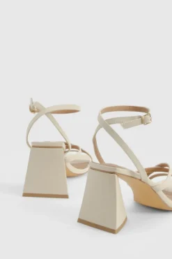 Sandals|Heels*boohoo Flared Heel Crossover Sandals ecru