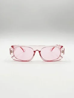 Sunglasses*SVNX Flat Top Oval Sunglasses in Pale Pink