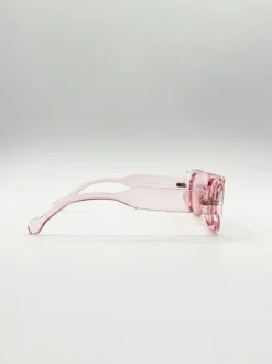 Sunglasses*SVNX Flat Top Oval Sunglasses in Pale Pink